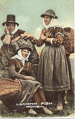 Llangwm ladies feature in old pictures of Pembroke Dock, selling seafood from baskets