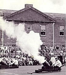 The 1987 Military Tattoo - The Pembroke Dock Volunteer Artillery make the Defensible Barracks ring to the sound of gunfire once again.