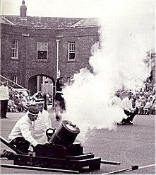 The 1987 Military Tattoo - The Pembroke Dock Volunteer Artillery make the Defensible Barracks ring to the sound of gunfire once again.
