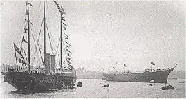 Victoria and Albert II and III, two generations of Royal Yachts, at Pembroke Dock in 1899.
